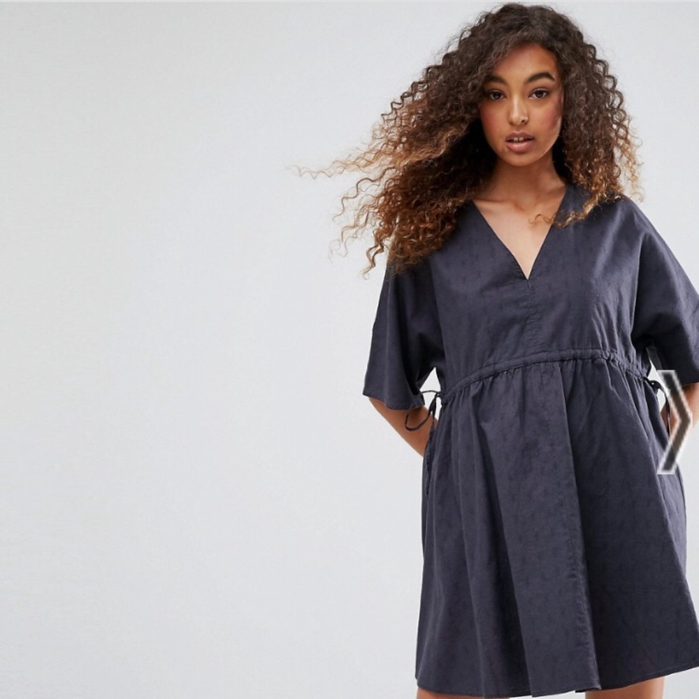 ASOS V Front V Back Smock mini dress With Ruched T